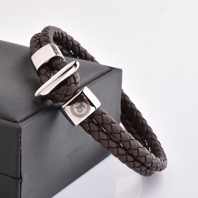 LIMITED EDITION: Luxury Men’s Bracelet – Double Brown - Hook