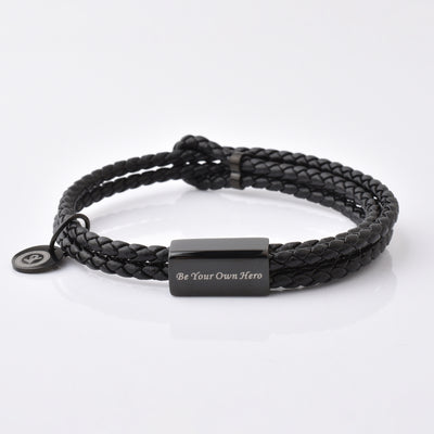 Motivational Leather Bracelet - Be Your Own Hero