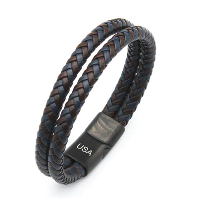 Luxury Men’s Bracelet – Double Brown Blue