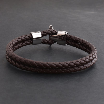 LIMITED EDITION: Luxury Men’s Bracelet – Double Brown - Hook