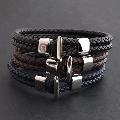 LIMITED EDITION: Luxury Men’s Bracelet – Double Navy - Hook