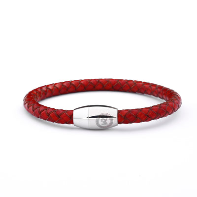 Luxury Men's Bracelet- Single Brown - Silver Oval