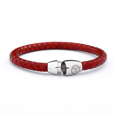 Luxury Men's Bracelet- Single Brown - Silver Oval