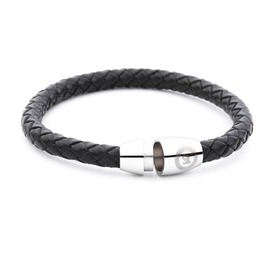 Luxury Men's Bracelet- Single Black - Silver Oval