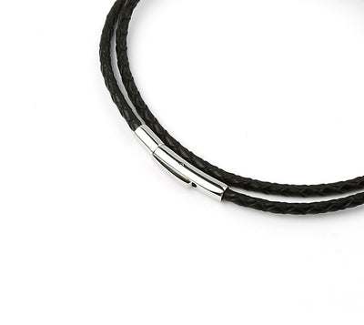 Leather Necklace - Black - 3 mm