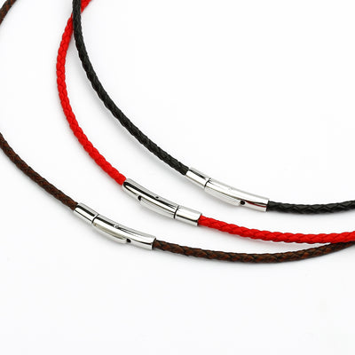 Leather Necklace - Black - 3 mm