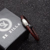 Luxury Men's Bracelet- Single Maroon - Silver Oval