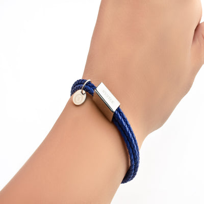 Motivational Leather Bracelet - Hustle - Blue