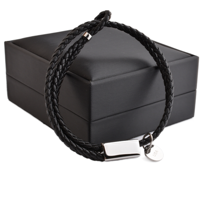 Motivational Leather Bracelet - Hustle - Black