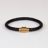 Luxury Men's Bracelet- Single Black - Golden Clasp