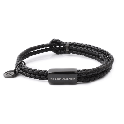 Motivational Leather Bracelet - Be Your Own Hero