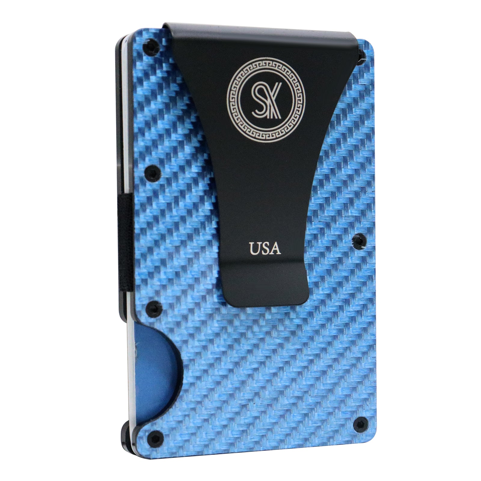 Sky Blue: RFID Blocking Carbon Fiber Wallet for Men & Women - Reinforced Money Clip - Gift Box