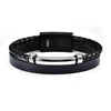 Charming Two Tone Leather Bracelet - Navy/Black