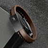 Charming Two Tone Leather Bracelet - Brown