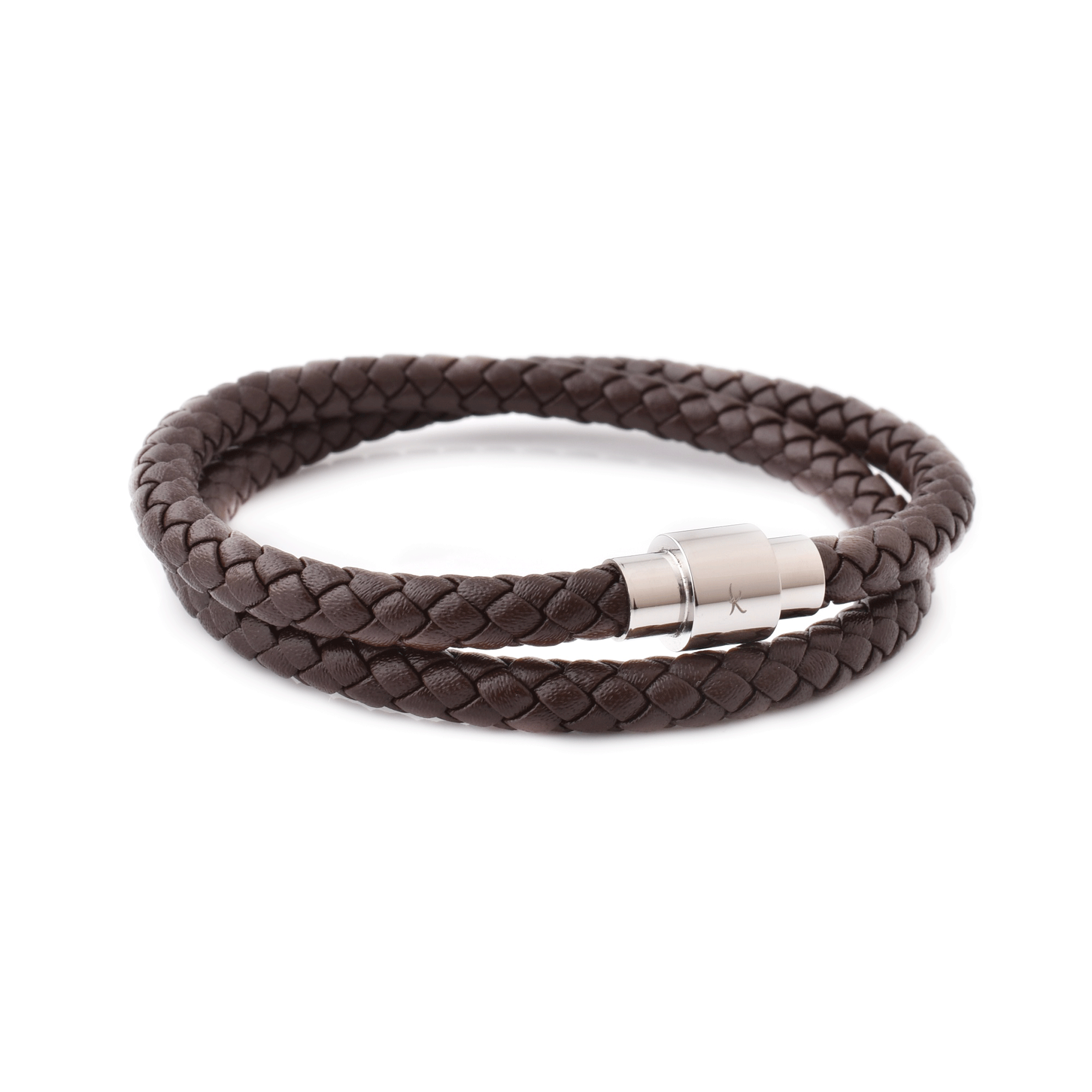Luxury Men’s Bracelet – Double Strand Dark Brown - Silver Clasp