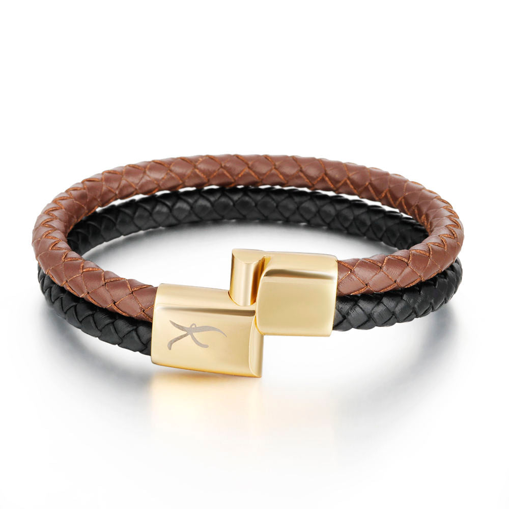 Luxury Men’s Bracelet – Black Brown – Golden Clasp