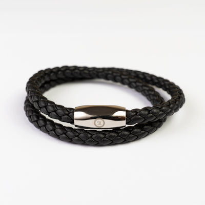 Fancy Men’s Bracelet – Double Strand Matte Black
