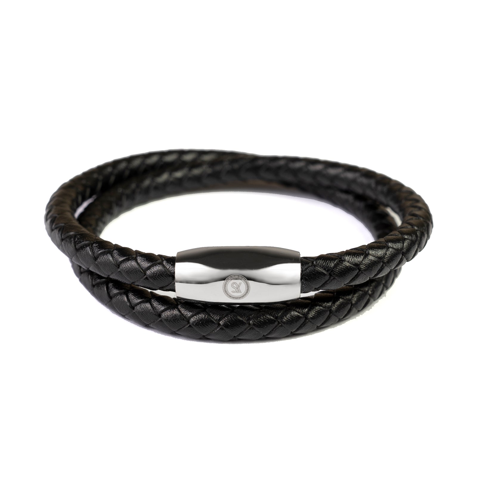 Fancy Men’s Bracelet – Double Strand Shinny Black