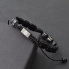 Black Flat Gemstone Beads Bracelet, Adjustable Knot - 8mm