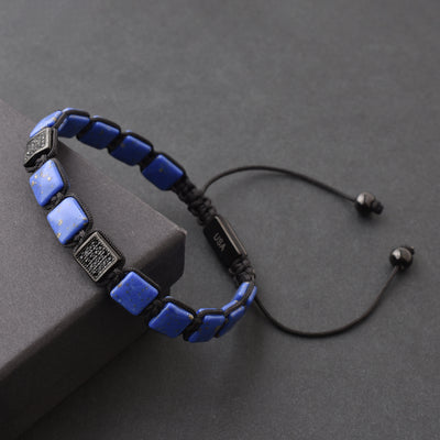 Purple Flat Gemstone Beads Bracelet, Adjustable Knot - 8mm
