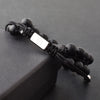 Black Gemstone Beads Bracelet, Adjustable Knot - 8mm