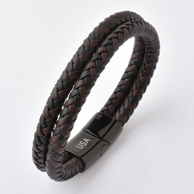 Luxury Men’s Bracelet – Double Brown Black