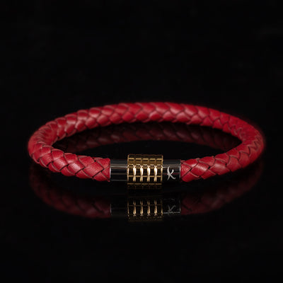 Luxury Bracelet- Single Red - Golden Clasp