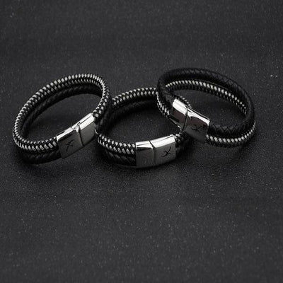 Luxury Men’s Bracelet – Double Black & Silver