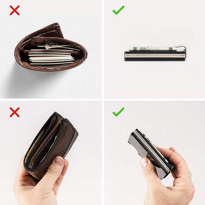 Silver: RFID Blocking Carbon Fiber Wallet for Men & Women - Reinforced Money Clip - Gift Box