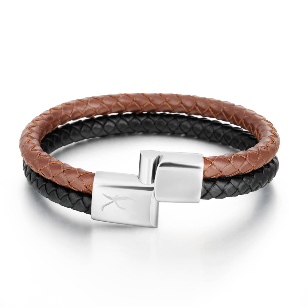 Luxury Men’s Bracelet – Black Brown – Silver Clasp