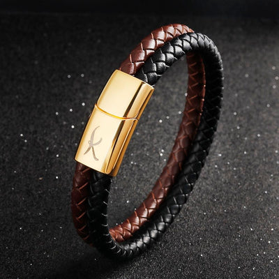 Luxury Men’s Bracelet – Black Brown – Golden Clasp
