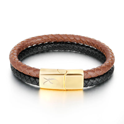 Luxury Men’s Bracelet – Black Brown – Golden Clasp